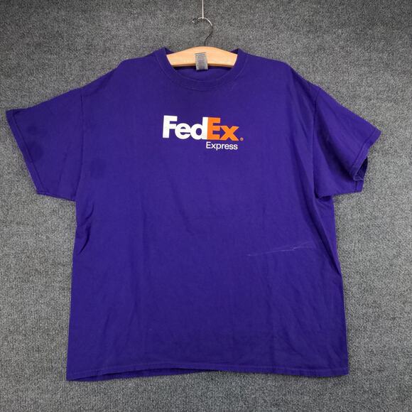 FedEx Express Employee Uniform T Shirt Mens Size XL Purple Graphic Logo - Picture 2 of 15